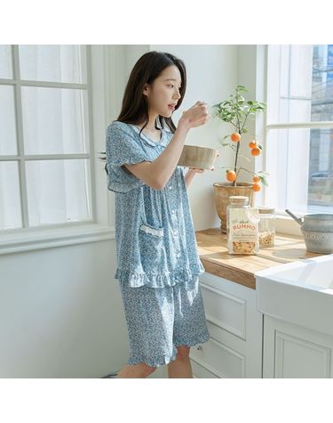 [보리보리] 찌니야 여성잠옷 오로라꽃 60수 레이온 반팔상하세트