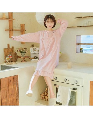 [보리보리] 찌니야 국내제작 여성잠옷 욘드 긴팔원피스잠옷