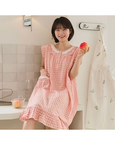 [보리보리] 찌니야 국내제작 여성잠옷 리버풀체크 나시원피스잠옷 7265