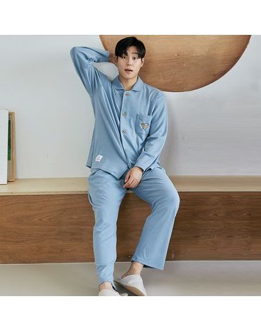 [보리보리] 찌니야 국내제작 남성잠옷 퍼피 골지다이마루 긴팔상하세트