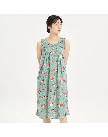 [보리보리] 민트장미 여성 나시 순면 잠옷 원피스