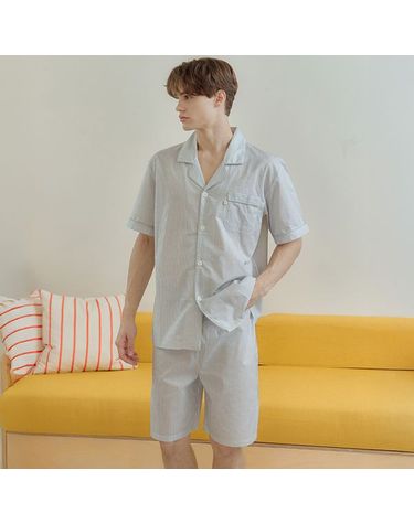 [보리보리] 그레이ST 남성 반팔 순면 잠옷 세트