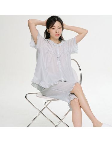 [보리보리] 그레이ST 여성 반팔 순면 잠옷 세트