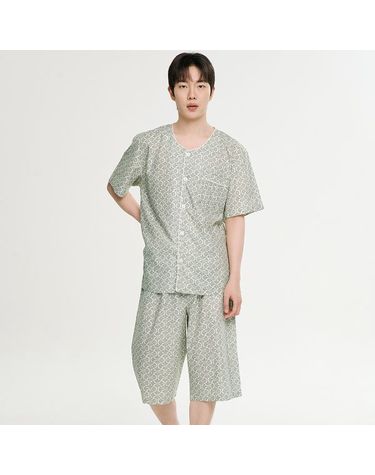 [보리보리] 엔틱그레이 남성 반팔 순면 잠옷 세트