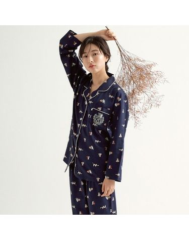 [보리보리] 캣츠 여성 긴팔 새틴 면 잠옷 세트
