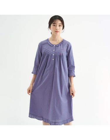 [보리보리] 진퍼플ST 여성 7부 순면 잠옷 원피스