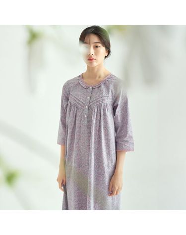 [보리보리] 핑크블러썸 여성 7부 순면 잠옷 원피스