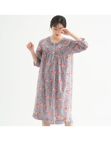 [보리보리] 연보라장미 7부 순면 여성 빅사이즈 원피스 잠옷