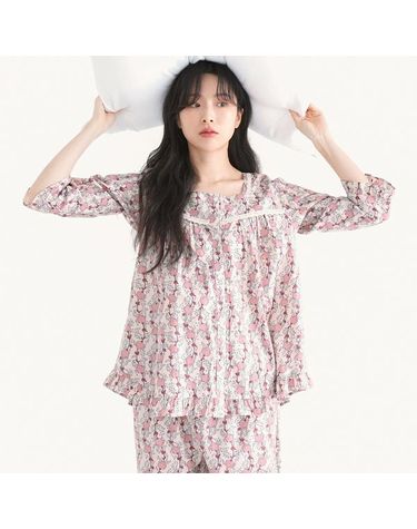 [보리보리] 체리벨 스퀘어넥 여성 7부 순면 잠옷 세트