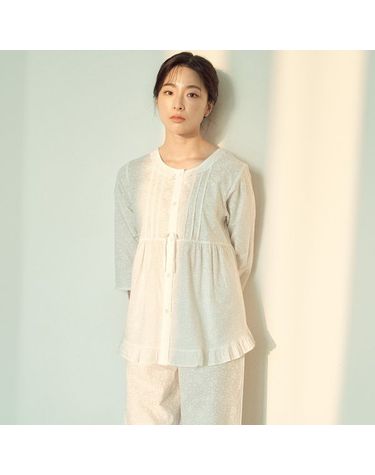 [보리보리] 화이트퓨어 여성 7부 순면 잠옷 세트