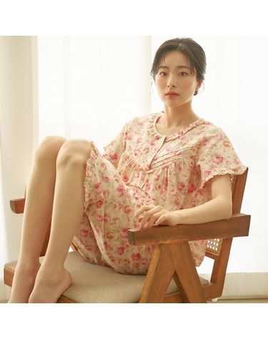 [보리보리] 로열장미 여성 반팔 순면 잠옷 세트