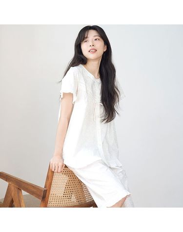 [보리보리] 화이트퓨어 여성 반팔 순면 잠옷 세트
