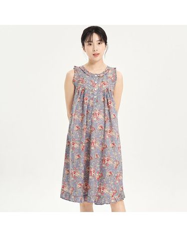 [보리보리] 연보라장미 여성 나시 순면 잠옷 원피스