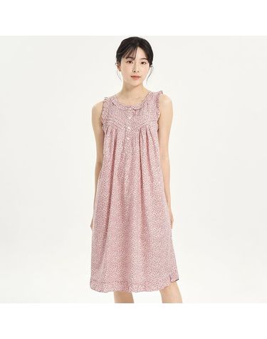 [보리보리] 핑크잔꽃 여성 나시 순면 잠옷 원피스
