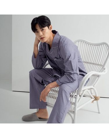 [보리보리] 퍼플ST 남성 긴팔 순면 잠옷 세트
