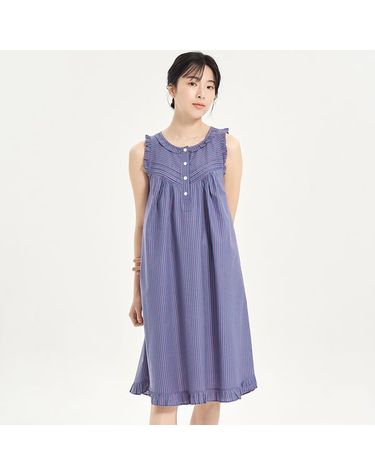 [보리보리] 진퍼플ST 여성 나시 순면 잠옷 원피스