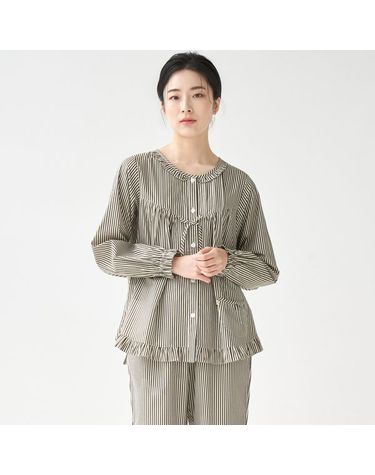 [보리보리] 카키ST 여성 긴팔 순면 잠옷 세트