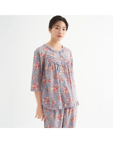 [보리보리] 연보라장미 여성 7부 순면 잠옷 세트