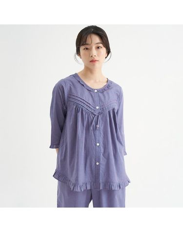 [보리보리] 진퍼플ST 여성 7부 순면 잠옷 세트