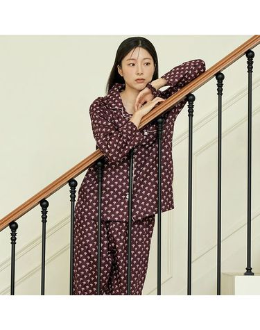 [보리보리] 로투스 여성 긴팔 새틴 면 잠옷 세트