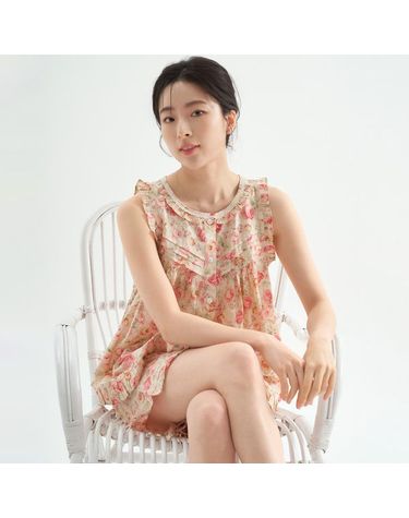 [보리보리] 로열장미 여성 나시 순면 잠옷 세트
