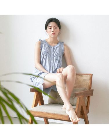 [보리보리] 블루퓨어 여성 나시 순면 잠옷 세트