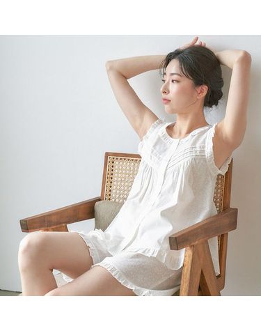 [보리보리] 화이트퓨어 여성 나시 순면 잠옷 세트