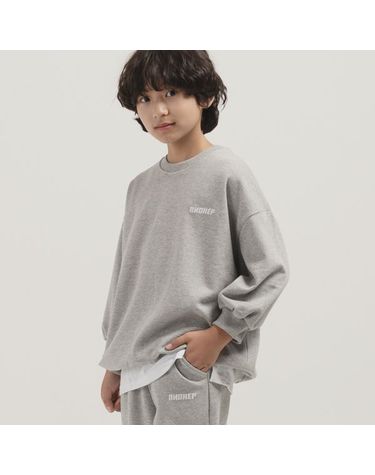 [보리보리] 키즈/주니어_미니 로고 자수 오버핏 맨투맨 멜란지