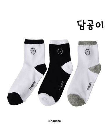 [보리보리] 담곰이 중목 베이직 자수 중목 학생 여성 양말