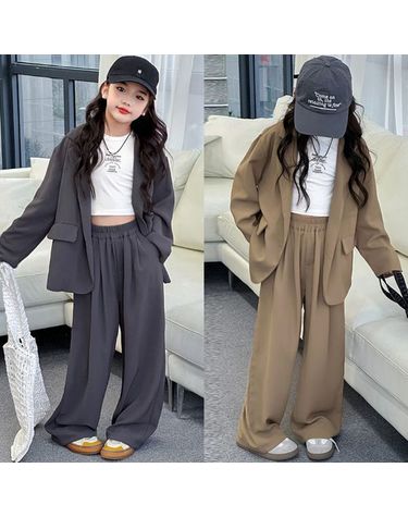 [보리보리]  초등 여아 키즈 걸크러쉬 오버핏 와이드 정장 세트