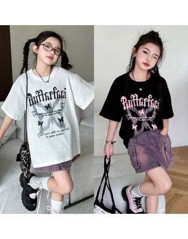 [보리보리]  초등학생 여아 버터플라이 여름 2color 티셔츠