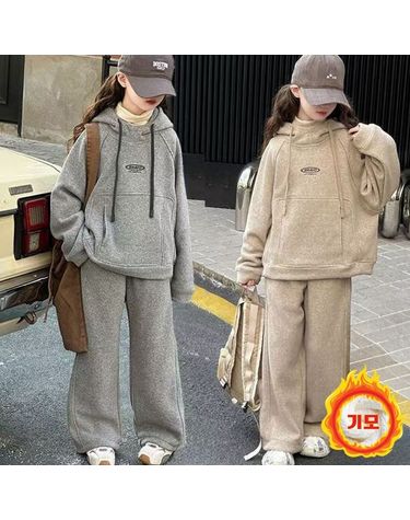 [보리보리]  초등 키즈 기모코지 겨울 후드 트레이닝 세트