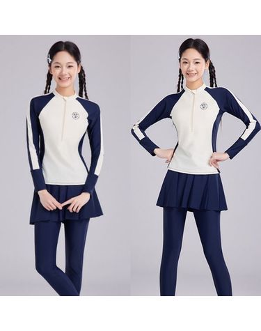 [보리보리]  여아 클래식 배색 아노락 스커트 레깅스 래쉬가드 세트