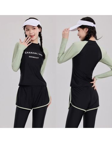 [보리보리]  여아 스포티 썬가드 긴팔 반바지 세트 래쉬가드
