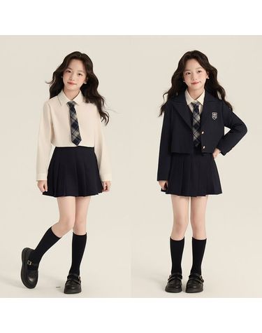 [보리보리]  유아 여아 봄가을 셔츠 주름 스커트 자켓 4종세트
