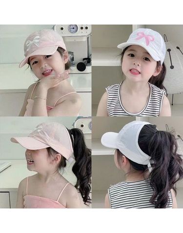 [보리보리]  키즈 여아 리본 물놀이 수영 비치 썬캡모자