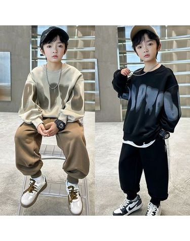 [보리보리]  남아 주니어 빈티지 오버핏 맨투맨 상하복
