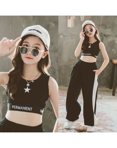 [보리보리]  여아용 원스타 밴딩 크롭 티셔츠 댄스