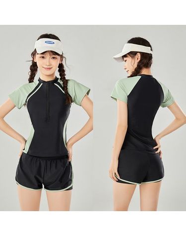 [보리보리]  여아 수영복 하프집업 반팔 래쉬가드 상하세트