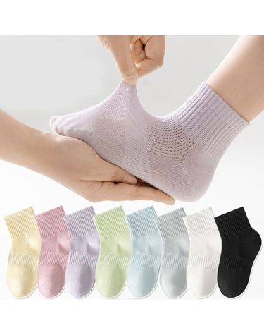 [보리보리] 아동부터 학생까지 단색 메쉬 골지양말 3족세트