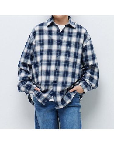[보리보리] 행텐틴즈 동백01 얀다잉 코튼 체크 셔츠_네이비 14580-020-601-09-277