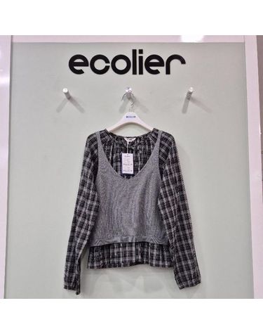[보리보리]  동백01  니트 조끼 세트 체크 블라우스 26C5681 26C568