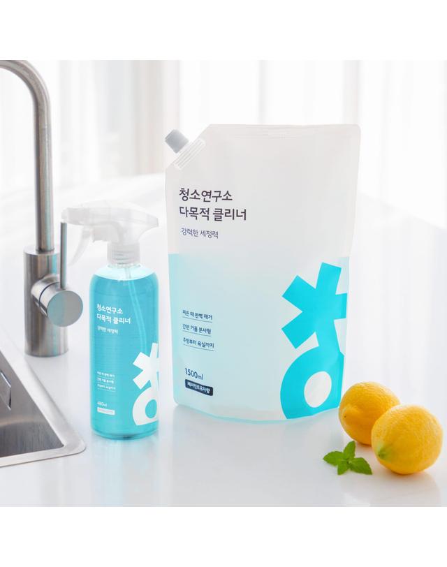 청소연구소 청소연구소 국내생산 다목적 클리너 (480mlX2개) / 클리너 (480mlX1개) + 리필 (1.5LX1개) 착용컷