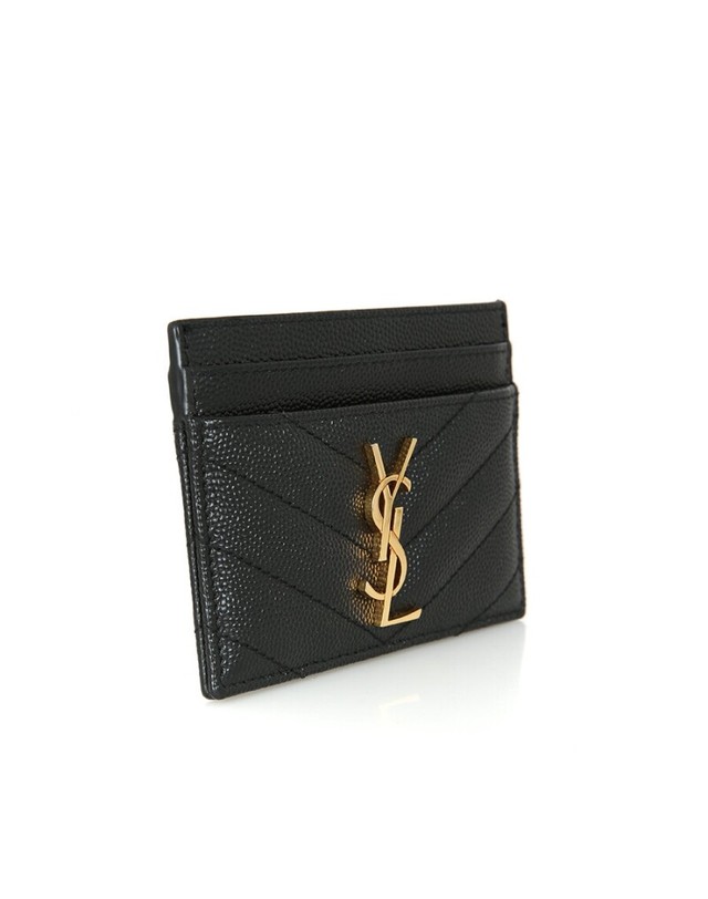 생로랑 [중고명품] [중고명품] 생로랑 모노그램 캐비어 카드지갑 YSL 블랙 명함지갑 423291 착용컷