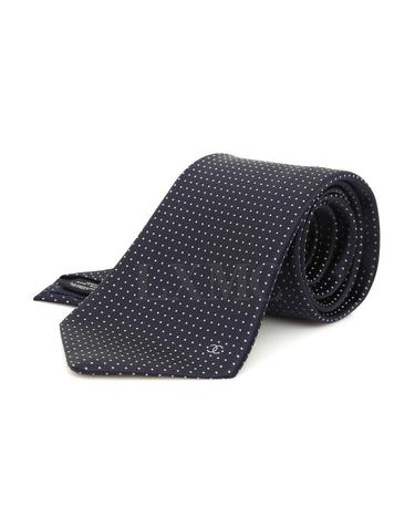 [중고명품] 샤넬 넥타이 TIE CC 실크 타이 네이비 땡땡이 도트*