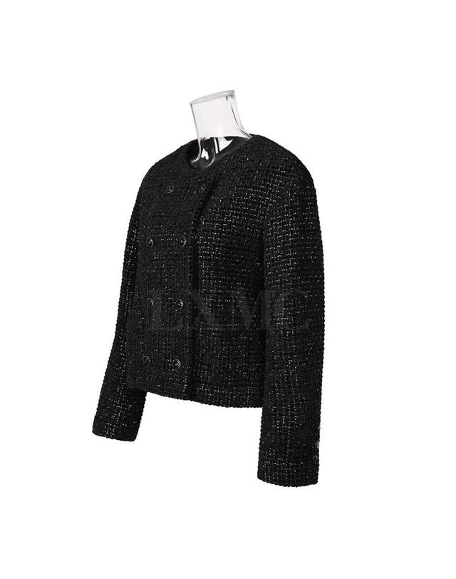 샤넬 [중고명품] [중고명품] 샤넬 트위드 자켓 마이 블랙 쟈켓 22B P73350 착용컷