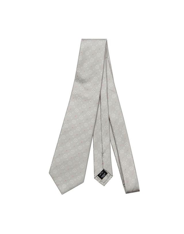 샤넬 [중고명품] [중고명품] 샤넬 넥타이 TIE CC 로고 실크 그레이 착용컷