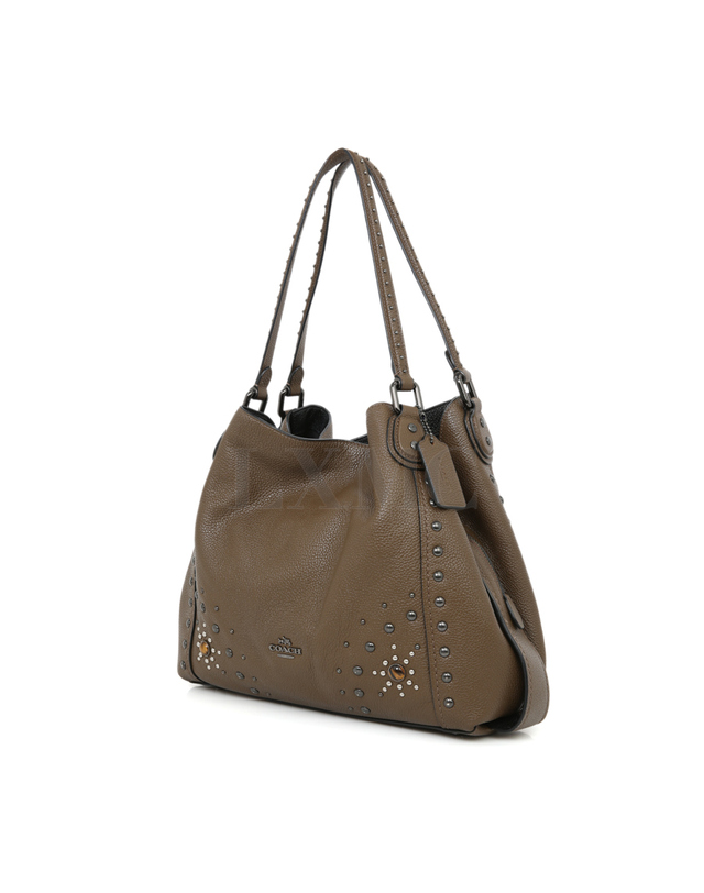 코치 [중고명품] [중고명품] 코치 턴락 에디 숄더백 57660 웨스턴 리벳 브라운 토트 착용컷