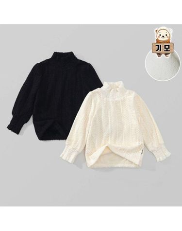 [보리보리] 레이스셔링터틀넥기모
