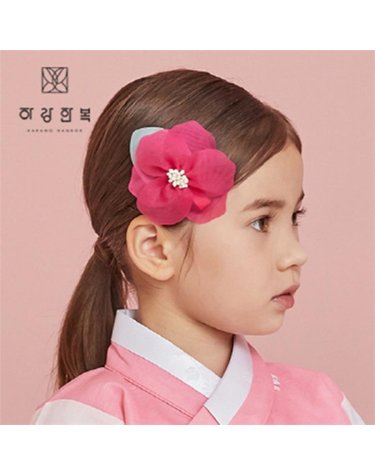 [보리보리] 여아 머리핀 동백꽃-자주